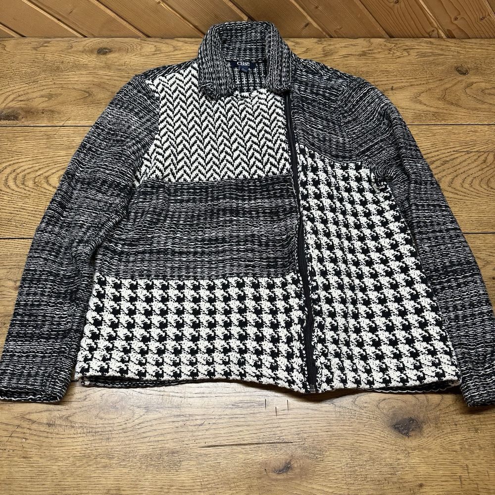 Chaps Black and White Patterned Jacket